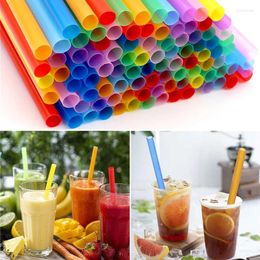 Wegwerpbekers Rietjes 100 stuks Grote Drinken Kleurrijke Brede Melk Thee Milkshake Sap Plastic Bar Drinkaccessoires