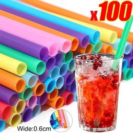 Tass jetables pailles 100pcs multicolore plastique coloré grand été milktea fournit des accessoires de bar 19cm