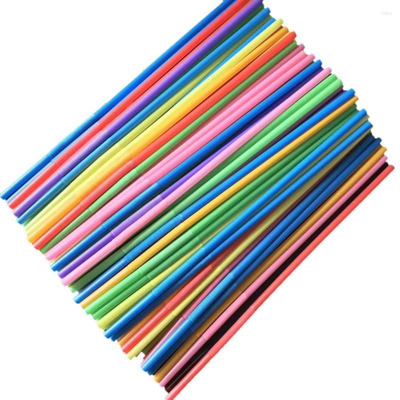 Disposable Cups Straws 100pcs Multicolor Drinking Home Bar Party Cocktail Drink Straw Rietjes Plastic Paille Jetable En Plastique