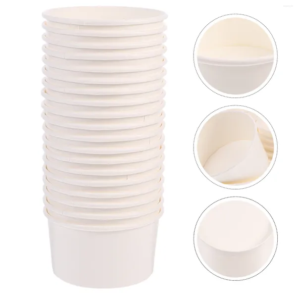 Gobelets jetables pailles 100 pièces papier glace tasse bols yaourt Dessert gâteau collation servant pudding fête Mousse conteneurs conteneur