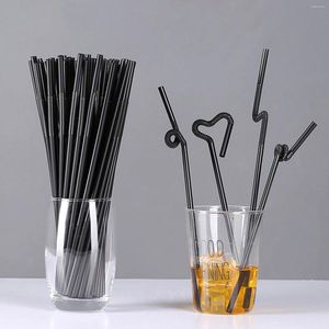 Wegwerpbekers Rietjes 100 STKS Plastic Zwart Flexibel Voor Banket Bar Drankjes Sparkling Earth Cap