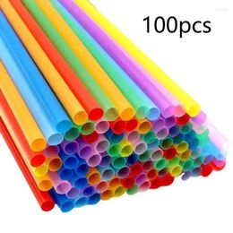 Tass jetables pailles 100pcs en plastique coloré événement de fête à boire flexible grand tube droit de paille de paille accessoires 6 190 mm