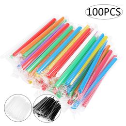 Wegwerpbekers rietjes 100 stks plastic melktea milkshake drinkstro drinkstro voor bruiloftsfeestje benodigdheden bar accessoires