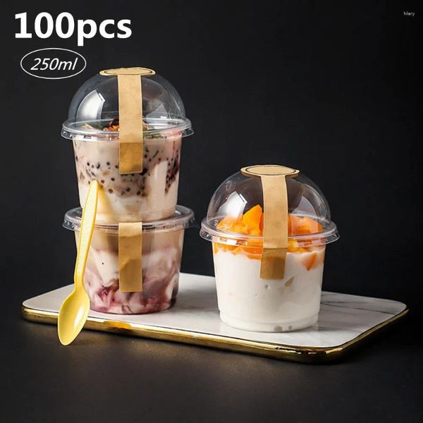 Tasses jetables Paies 100pcs pudding tasse en plastique rond de mariage de mariage de la fête glacée à la crème glacée