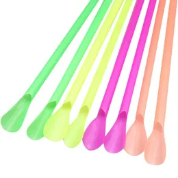 Gobelets jetables pailles 100 pièces cuillère double usage paille à boire pour Milkshakes glace rasée Smoothie Shake cuillère à double usage