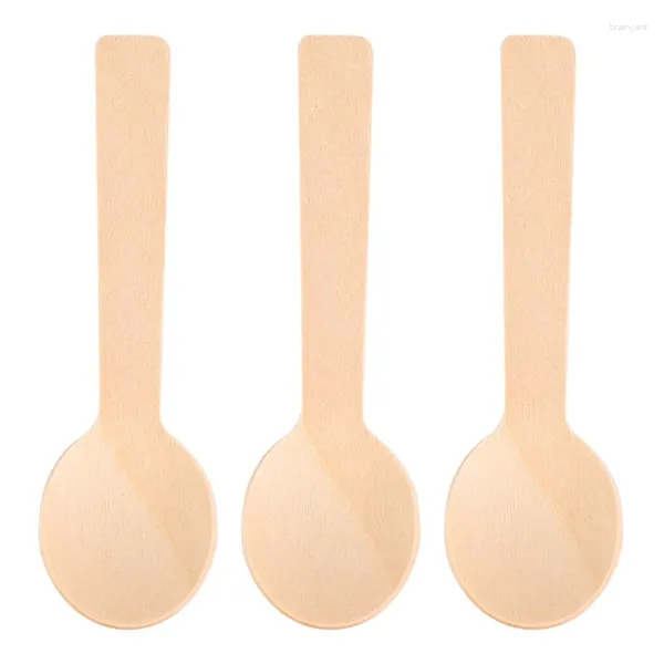 Tasses jetables Paies 100pcs cuillère en bois mini glace en bois occidental scoop scoop de mariage