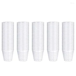 Gobelets jetables pailles 100x verres en plastique réutilisables 30ml pour fête clair solide Banquets durables