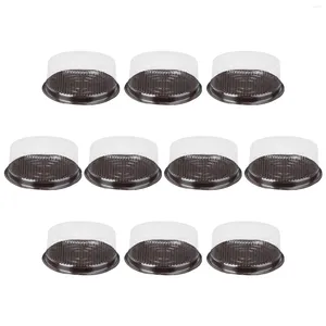 Wegwerpbekers Rietjes 10 stuks 8 inch transparante taartdoos bakkerij ronde vorm plastic dozen kaasmousse verpakking voedseldozen (zwart)