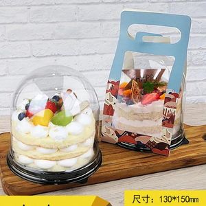 Wegwerpbekers rietjes 10 stks creatief 4inch cake verpakking dozen DIY bakdecoratie kristallen ball mousse dessertdoos doorzichtige plastic raam