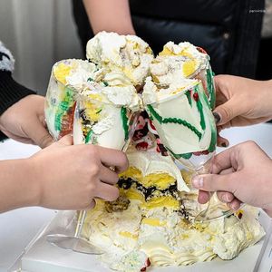 Wegwerpbekers rietjes 10 stks hoogwaardige Valentijnsdag cake decoratie gokje wijnglas ijs dessert plastic verjaardagsfeestje jurk
