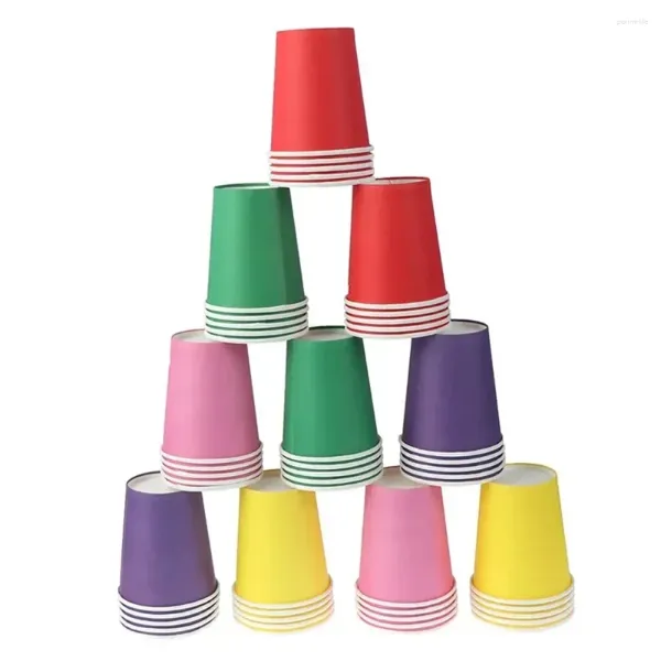 Vasos desechables con pajitas, 10 Uds., accesorios de cocina, papel hecho a mano de Color, materiales para tazas de café para el hogar y guardería