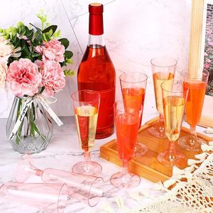 Tasses jetables pailles 10pcs rose champagne tasse flûtes en plastique de mariage anniversaire de mari