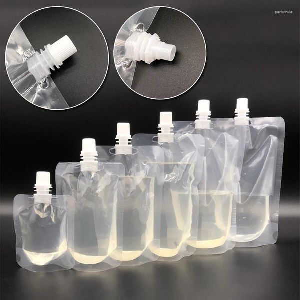 Tazas desechables pajitas 10 piezas bolsas de boquilla transparente bolsas de bebidas bobinas de bebidas bolsas de envasado para acampar bolsillo de plástico al aire libre