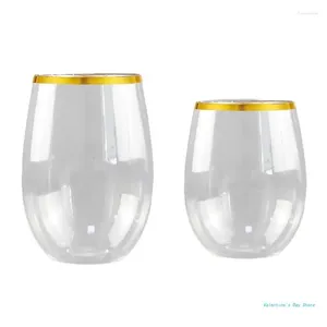 Tass jetables Paies 12 / 16oz verres à vin sans souche Cocktail en plastique Verre Whisky Boire réutilisable pour le mariage Home Drop