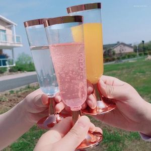 Wegwerpbekers Rietjes 12 Stuks Hoge Kwaliteit Bruiloft Champagne Fluit Creatieve Plastic Beker Glas Drinkgerei Voor Party