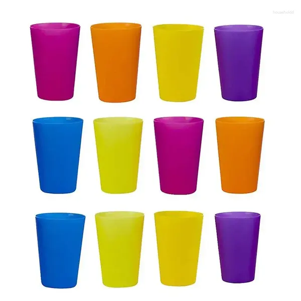 Vasos desechables, pajitas, 12 Uds., taza de plástico arcoíris, Picnic, viaje, Color portátil, barbacoa, Camping, Festival, cumpleaños, té, juego de café (mixto)