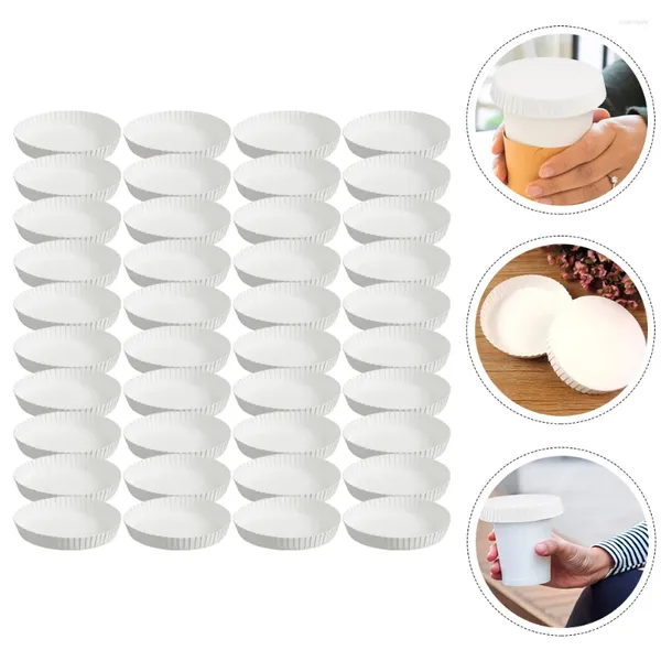 Tass jetables pailles 150 pcs poubelle ronde canette de papier couvercle tasse de protection Panier de protection couvertes empilables couvertures de consommation blanche voyage en plastique