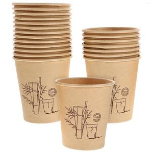 Gobelets jetables pailles 150 pièces fibre de bambou épaissie et durcie couleur naturelle 9 Oz tasse en papier 150 pièces boire du lait café fête Portable