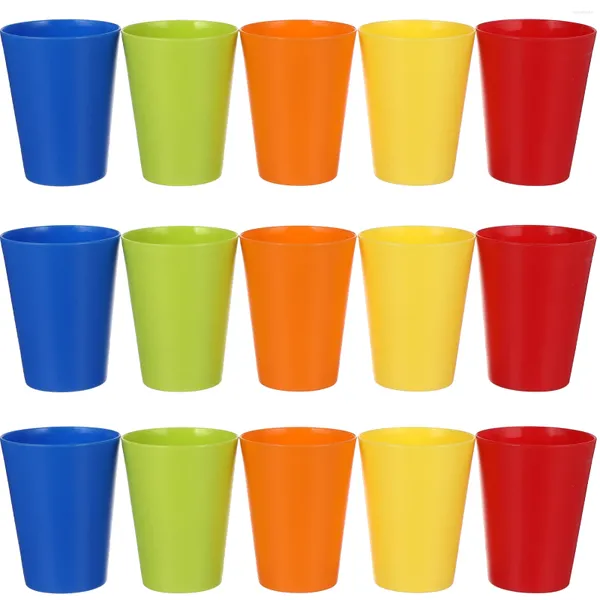 Gobelets jetables pailles 15 pièces gobelet à boire coloré gobelet boisson vaisselle incassable réutilisable pour événement mariage fête de vacances approvisionnement