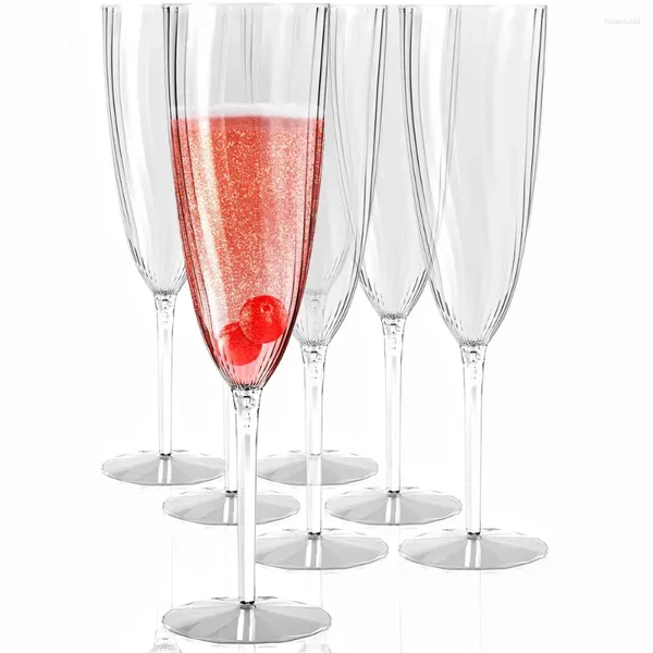 Gobelets jetables pailles 16 pièces flûtes à Champagne en plastique tasse 6 Oz ensemble de verres à vin fête de mariage toast Cocktail
