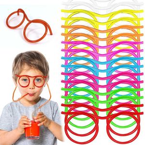 Tass jetables pailles 1pc verres en plastique doux amusant paille réutilisable flexible bricolage bricolage drôle toys kids cadeau de fête cadeau