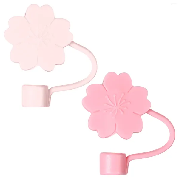 Gobelets jetables pailles 2 pièces protecteur bouchon de paille écologique bouchons de chapeau de fille Gel de silice bouchon anti-poussière en plastique