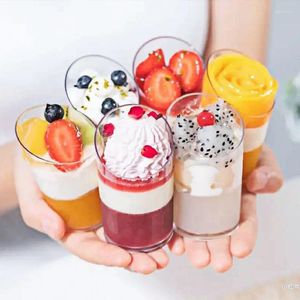 Wegwerpbekers rietjes 20/25/30 stcs 70 ml herbruikbare cilinder dessert plastic mini mousses container cup cake