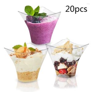 Tasses jetables Paies 20 Pack Food Grade Gobeteur en plastique transparent pour la mousse tasse de pudding Fournitures T21C