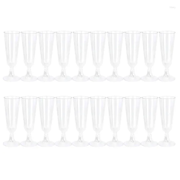 Copas desechables pajitas 20 paquete de copas de plástico copas de flautas material de vino transparente para fiesta