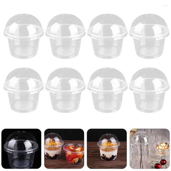 Gobelets jetables pailles, 20 pièces, gobelets à Dessert, salade avec couvercle, récipients alimentaires en plastique transparent, accessoires de bricolage, couvercles de gelée de 250ml