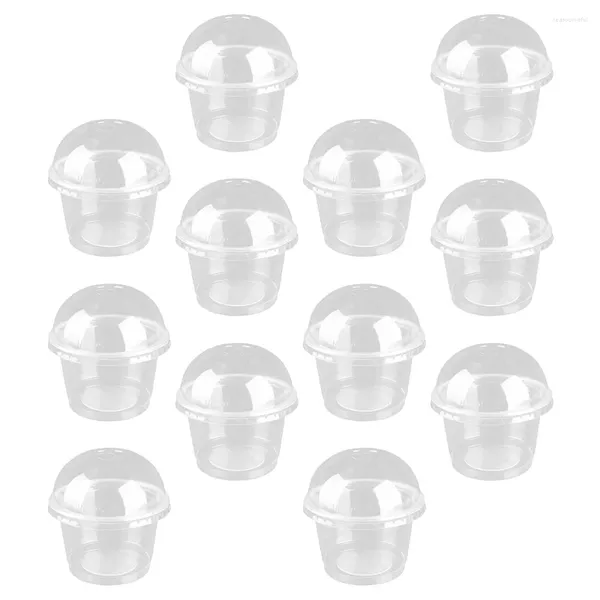 Vasos desechables con pajitas, 20 Uds., taza de postre, tapas para contenedores de comida, accesorios DIY, cubierta de plástico transparente para ensalada