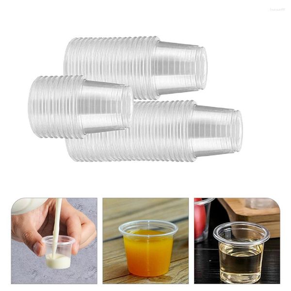 Vasos desechables Pajitas 200 piezas S Gafas Taza de degustación Mini pequeña muestra Plástico transparente Reutilizable Duro