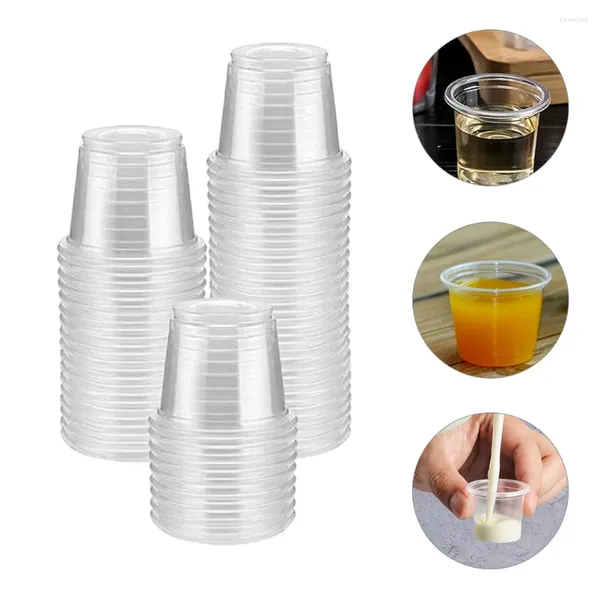 Tazas desechables pajitas 200 pcas de degustación de plástico s vidrio mini vasos pequeños