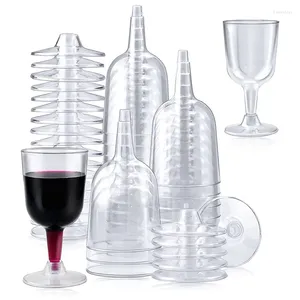 Gobelets jetables pailles 200 pièces verre à vin en plastique transparent Recyclable réutilisable pour Champagne Dessert bière pouding fête