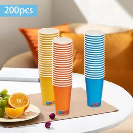 Gobelets jetables pailles 200 pièces | Tasse à café en papier, vaisselle de fête, jus de thé, boisson 16oz pour boissons froides