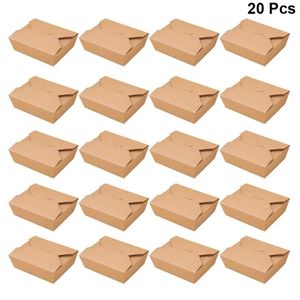 Wegwerpbekers rietjes 20 stks kraft papieren lunchbox maaltijd prep containers eten afhalen dozen voor restaurant Home 221007