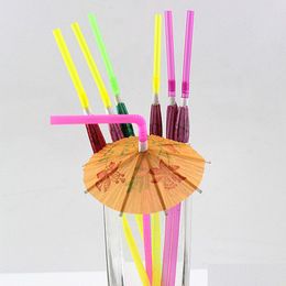 Wegwerpbekers rietjes 20 stks paraplu wegwerp buigbare colorf drink sts voor luau feesten bars restaurants drop levering home dhum9