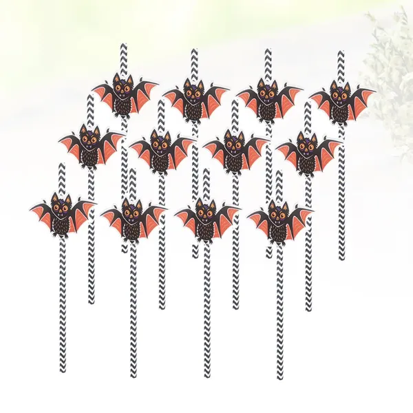 Copas desechables pajitas 24 PC Halloween novedoso bat temático de la fiesta de bebida fantasma suministros para niños