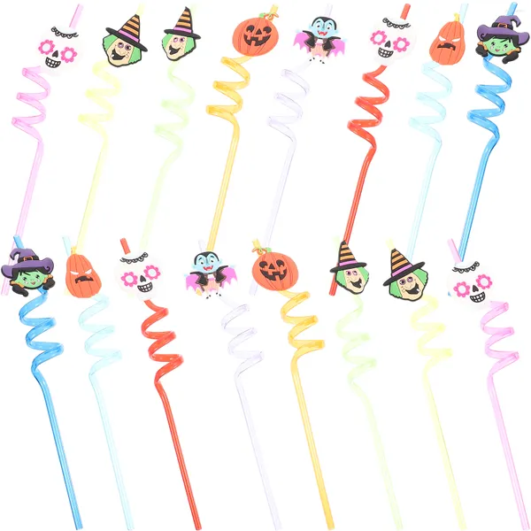 Tazas desechables pajitas 24 pcs leche halloween té temática de fiesta bebidas de dibujos animados festival bebida