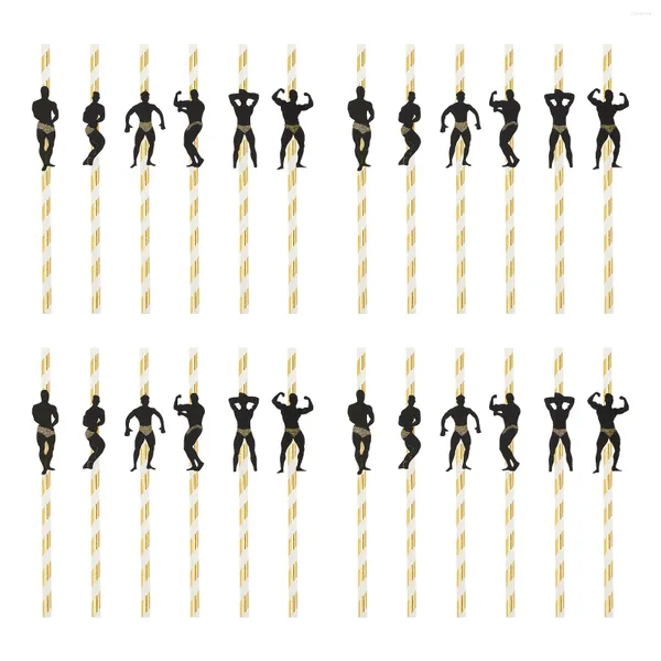 Tass jetables pailles 24 pcs fêtard papier bachelorette décorations d'été froide strip-te frappeur danseuse card