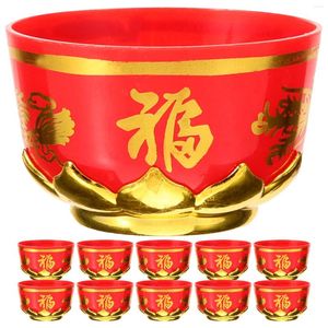 Cuilles jetables Paies 24 PCS Retro Bowl Culte Cup Sacrifice Offres vintage Fu Characle Saint Plastic pour Bouddha Tibetan fournit à la maison