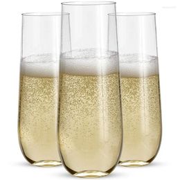 Gobelets jetables pailles 24 flûtes à Champagne en plastique sans pied-verres de 9 Oz transparents incassables pour grillage pour mariage