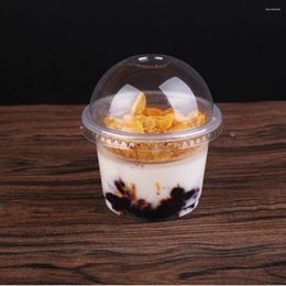 Paignes jetables Paies 25/50 / 100PCS 250 ml Salade transparente de dessert avec couverture de tasse transparente