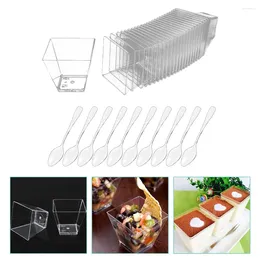 Cuptes jetables Paies 25 SETS PLANT CLAIR PLASTIQUE Transparent Mousse Bakse Party Favor Pudding Pudding Rangement Contaiteur Dessert