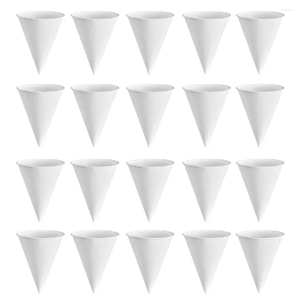 Gobelets jetables pailles 250 pièces récipient d'eau cône tasse en papier Banquet tasses à café blanc en forme de verre