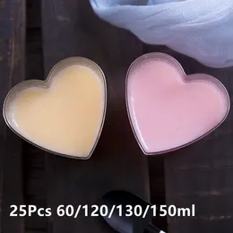 Wegwerpbekers rietjes 25 stcs 60/120/130/150 ml hartvormige dessert ijs cup jelly pudding glas voor thuiskeukengereedschap