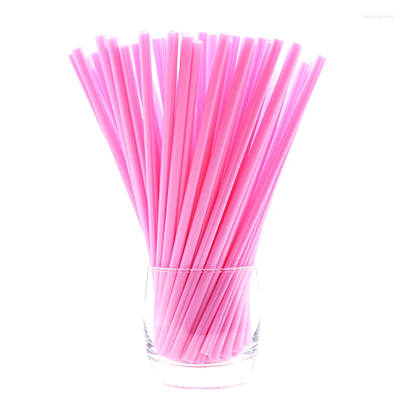 25Pcs Smoothie Straws Heart shaped Pink Straws Drinking Cute Plastic Straws  M ^