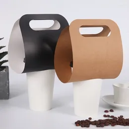 Wegwerpbekers rietjes 25 stks Net Red Kraft Cardboard Cup Holder enkele beker/dubbele draagbare melkthee koffiedrankverpakking