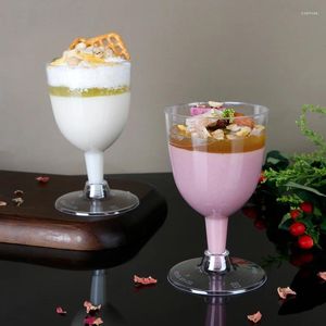 Wegwerpbekers rietjes 25 stks klein wijnglas hard plastic luchtvaart cup mousse cake pudding ijs dessert goblet champagne