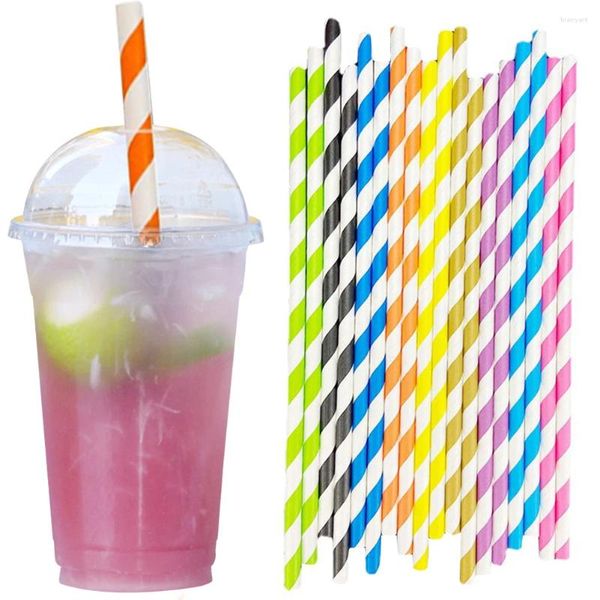 Paignes de tasses jetables 25pcs Stripes biodégradables Papier à boissons écologiques pour le jus d'extérieur